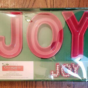 Celebrate It™ Christmas JOY Ceramic Party Trays 3 piece Christmas Valentines Day